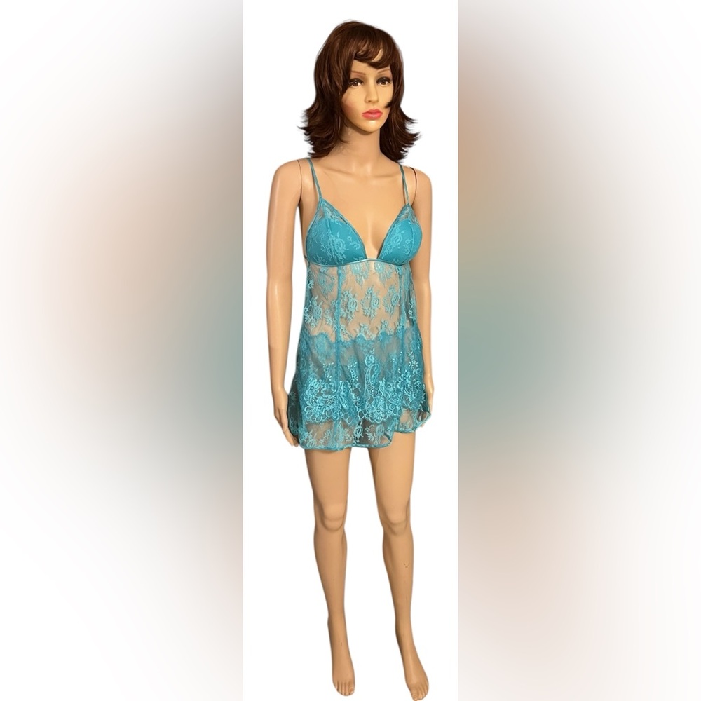 Victoria's Secret Elegant Lace Chemise in Teal